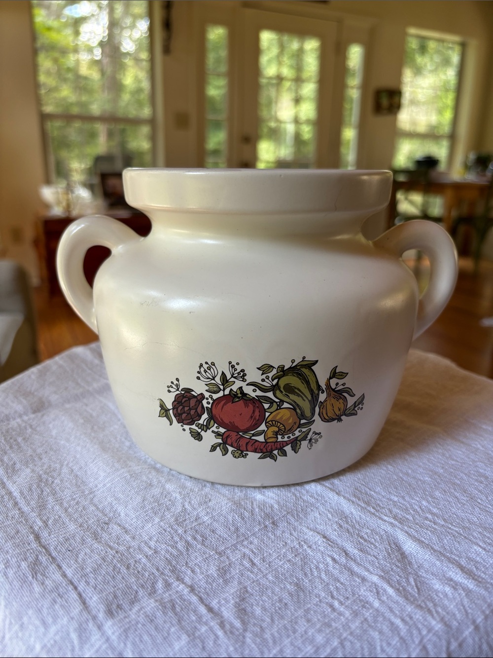 White Ceramic Two-Handled McCoy Spice Delight Bean Pot Number 341 Made In USA